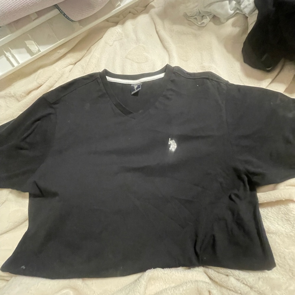 U.S. Polo Assn. Black and White T-Shirt Large and Medium 2 sizes 2 shirts